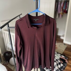 Joseph Abboud Maroon Long Sleeve Polo
